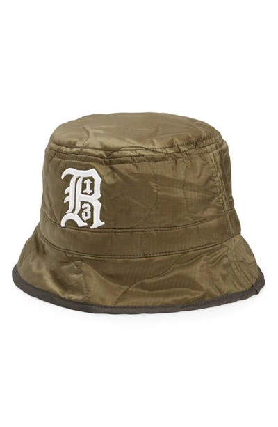 Shop R13 Embroidered Logo Quilted Nylon Bucket Hat In Olive