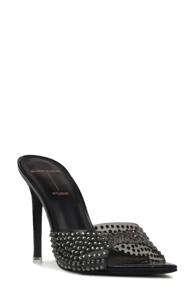 Shop Black Suede Studio Bestie Pointed Toe Sandal In Black Patent Leather