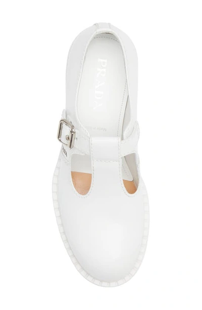 Shop Prada Chocolate T-strap Shoe In Bianco