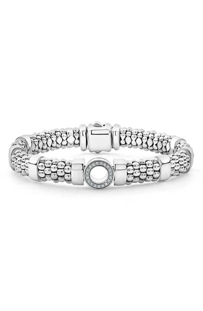 Shop Lagos Enso Diamond Circle Bracelet In Silver/diamond