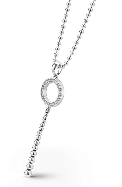 Lagos Sterling Silver Caviar Spark Diamond Circle Graduated Bead Pendant Necklace, 34 In Silver/diamond