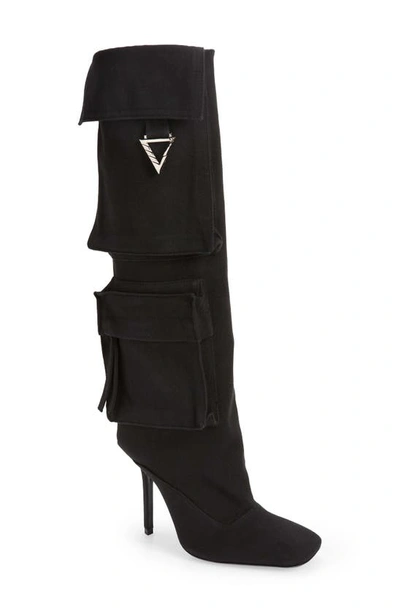 Shop Attico Sienna Cargo Knee High Boot In Black