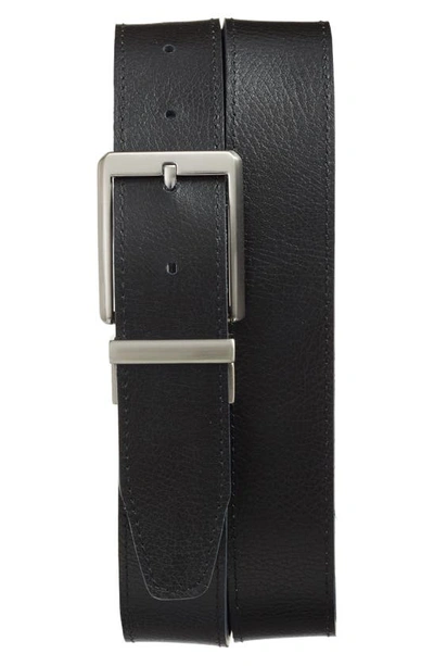 Shop Nike Core Reversible Leather Belt In Dark Grey