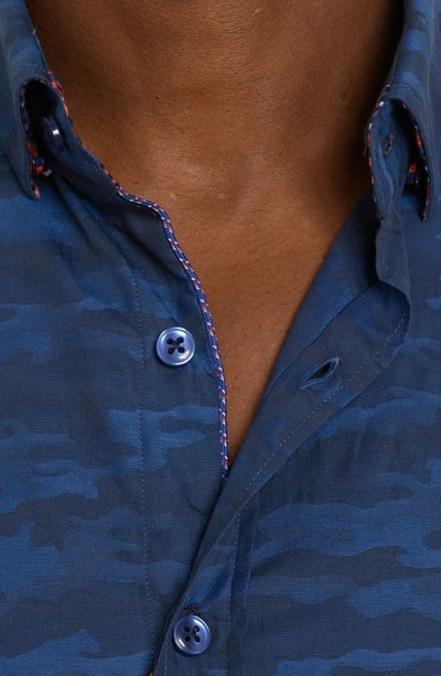 Shop Robert Graham Cains Camouflage Print Button-up Shirt In Navy