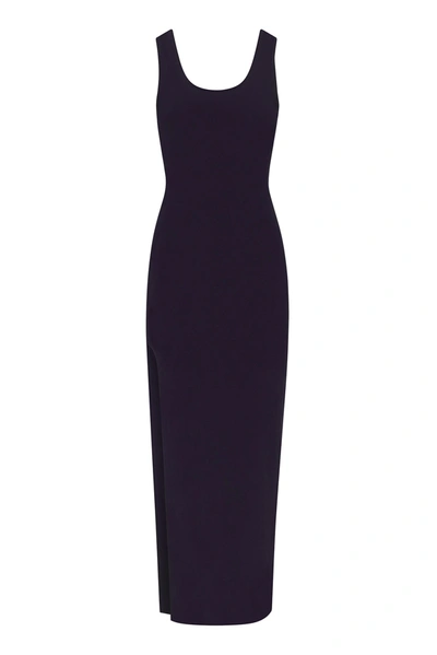 Shop Anemos Open Back Maxi Tank Dress With Side Slit In Stretch Cupro In Navy
