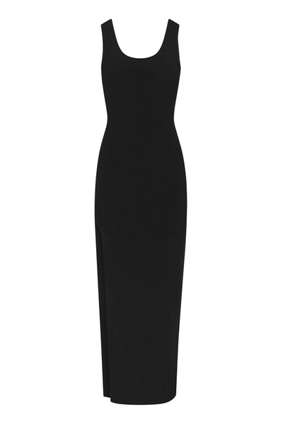 Shop Anemos Open Back Maxi Tank Dress With Side Slit In Stretch Cupro In Black
