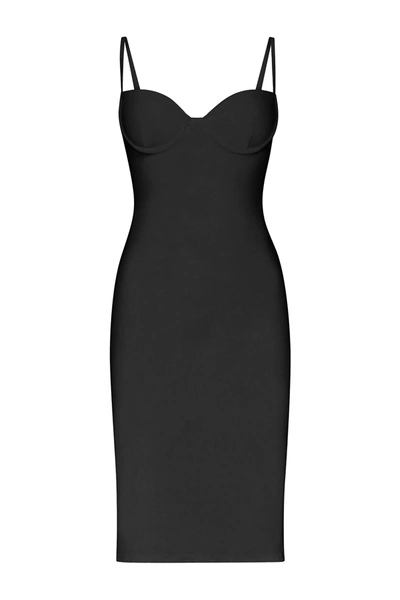 Shop Anemos Balconette Underwire Midi Dress In Stretch Linen In Black