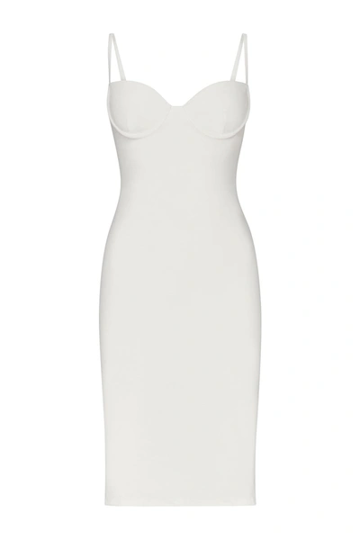 Shop Anemos Balconette Underwire Midi Dress In Stretch Linen In White