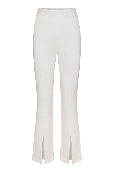 Shop Anemos Front Slit Pant In Stretch Linen In White