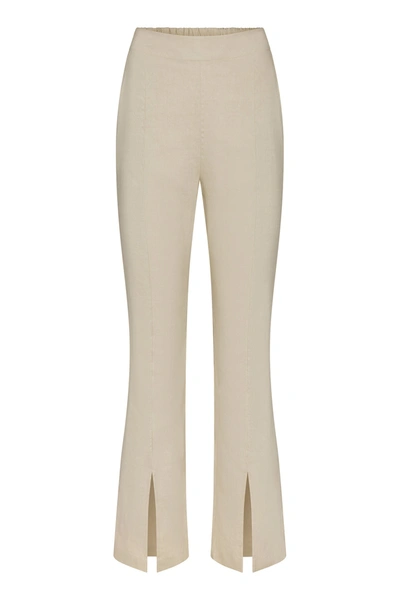 Shop Anemos Front Slit Pant In Stretch Linen In Natural