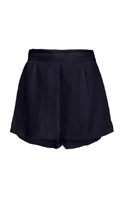 Shop Anemos High-waist Short Short In Linen Cupro In Navy