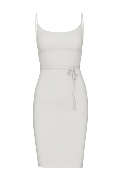 Shop Anemos K.m. Tie Midi Dress In Stretch Linen In White