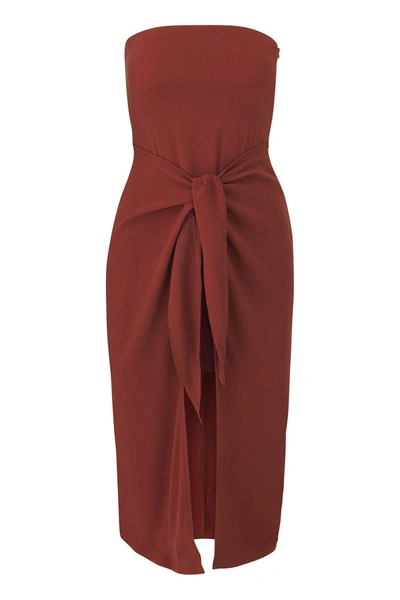 Shop Anemos The Strapless D.k. Wrap Dress In Stretch Cupro In Umber
