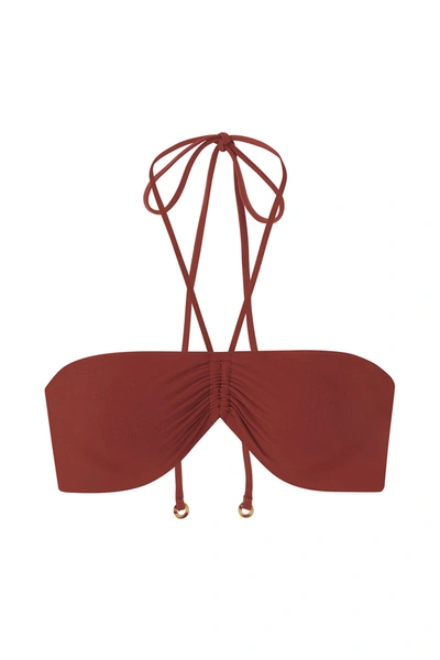 Shop Anemos Sweetheart Halter Bikini Top In Umber