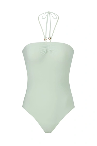 Shop Anemos Sweetheart Halter One-piece In Celadon