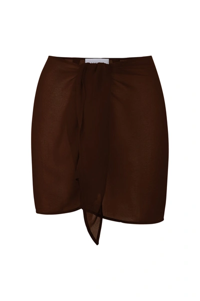 Shop Anemos Wrap Mini Skirt In Sheer Eco-chiffon In Espresso