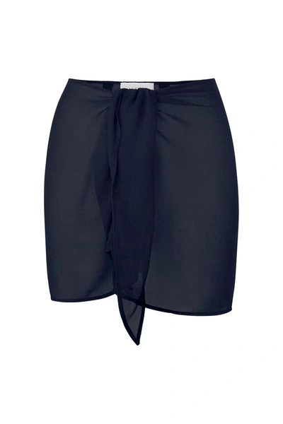 Shop Anemos Wrap Mini Skirt In Sheer Eco-chiffon In Navy