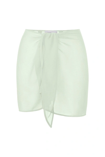 Shop Anemos The Wrap Mini Skirt In Sheer Eco-chiffon In Celadon