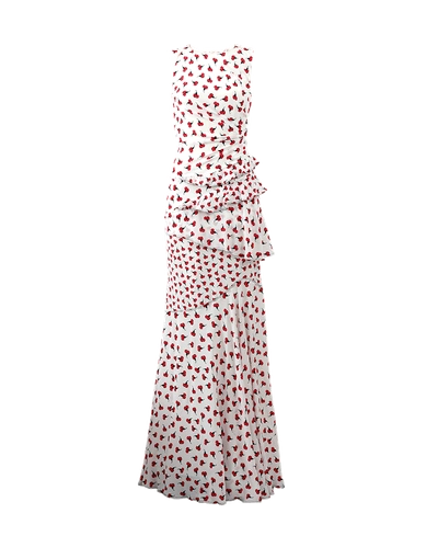 Oscar De La Renta Carnation Print Gown In Ruby