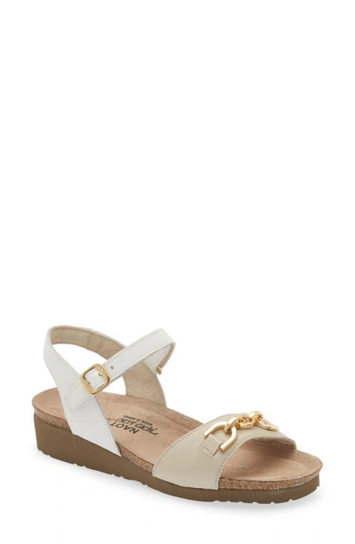 Shop Naot Aubrey Wedge Sandal In Soft Ivory/ Soft White Leather