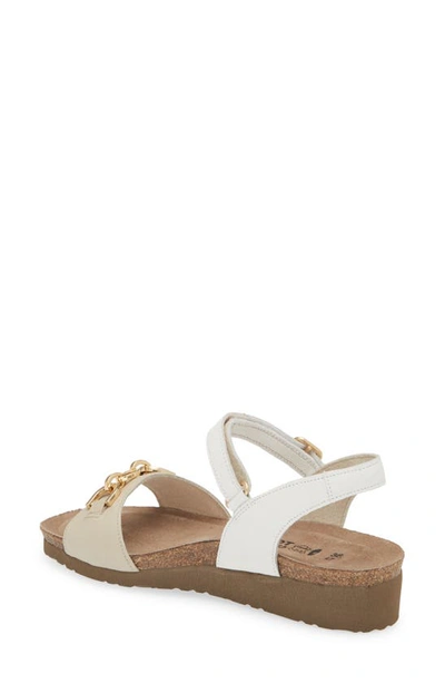 Shop Naot Aubrey Wedge Sandal In Soft Ivory/ Soft White Leather