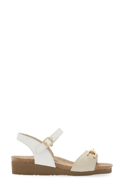 Shop Naot Aubrey Wedge Sandal In Soft Ivory/ Soft White Leather