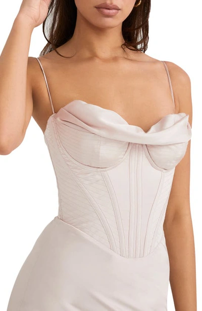 House Of Cb Myrna Satin Corset Midi Dress In Crystal