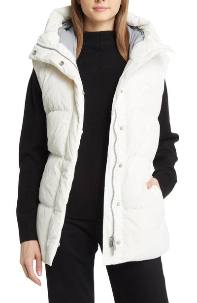 Shop Canada Goose Rayla Belted Hooded Water Repellent 750 Fill Power Down Vest In North Star White