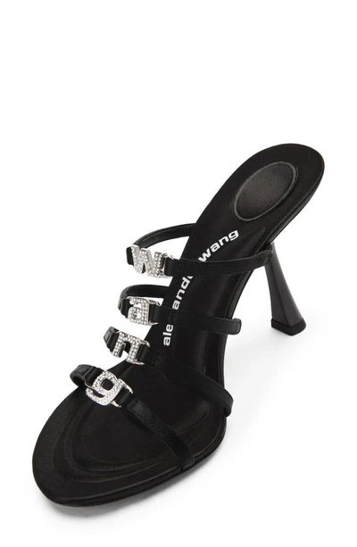 Shop Alexander Wang Nala Crystal Logo Slide Sandal In Black