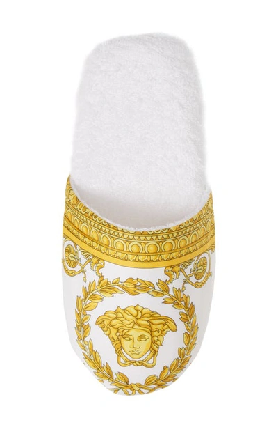Shop Versace Barocco Slippers In White