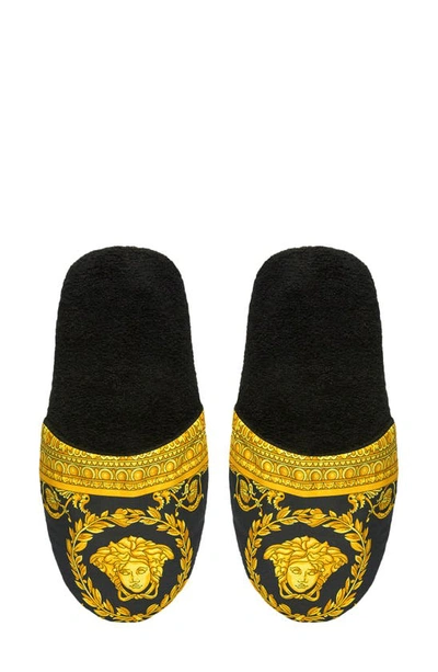 Shop Versace Barocco Slippers In Black