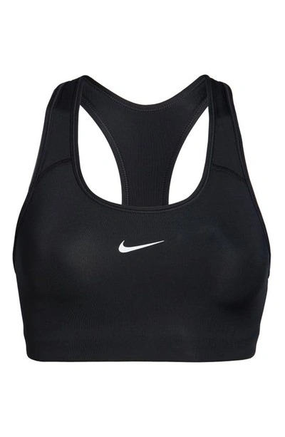 Shop Nike Swoosh Dri-fit Racerback Sports Bra In Black/ White
