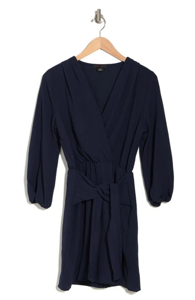 Shop Fraiche By J Long Sleeve Tie Front Dress In Navy