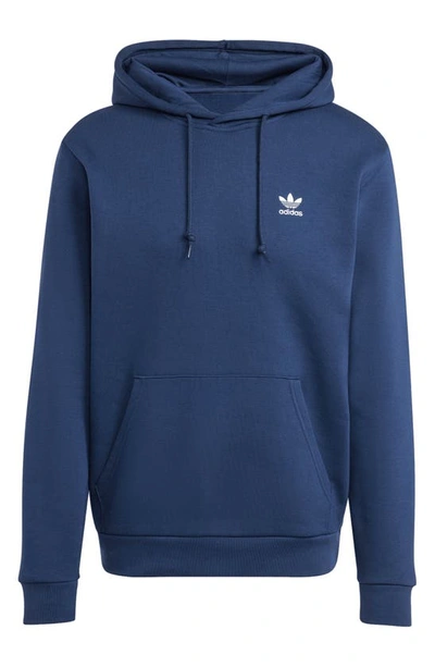 Shop Adidas Originals Essentials Trefoil Logo Fleece Hoodie In Night Indigo
