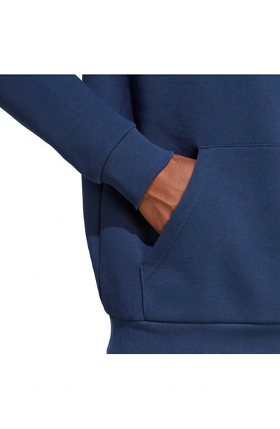 Shop Adidas Originals Essentials Trefoil Logo Fleece Hoodie In Night Indigo