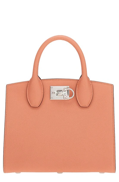 Ferragamo The Studio Gancio Leather Top-handle Bag In Corallo / Corallo
