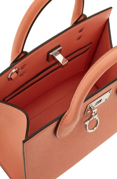 Ferragamo The Studio Gancio Leather Top-handle Bag In Corallo / Corallo