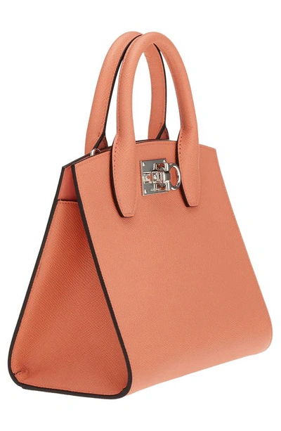 Ferragamo The Studio Gancio Leather Top-handle Bag In Corallo / Corallo