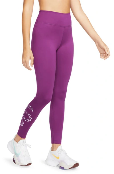 Shop Nike Therma-fit One Graphic Training Leggings In Viotech/ Black