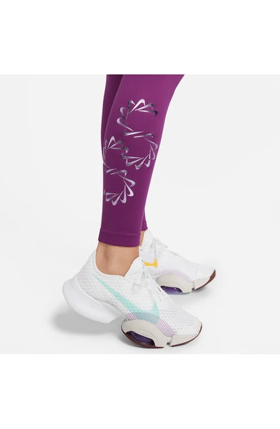 Shop Nike Therma-fit One Graphic Training Leggings In Viotech/ Black