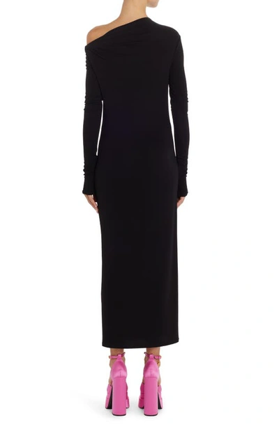 Versace Opaque Viscose Jersey Knotted Midi Dress In Black