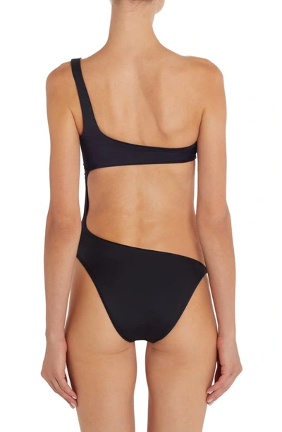 Shop Versace Medusa Cutout One-shoulder One-piece Swimsuit In Black