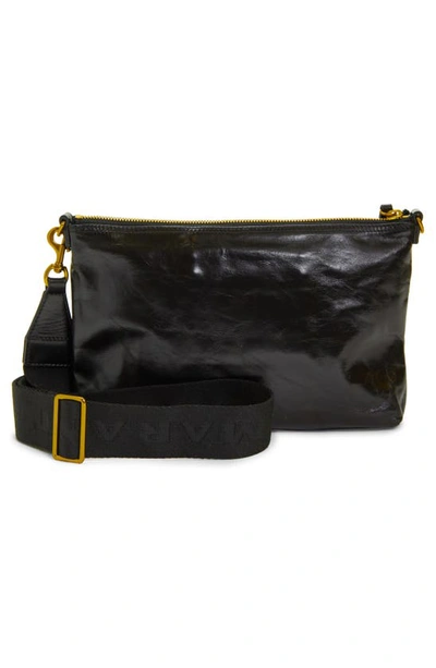 Shop Isabel Marant Nessah Wardy Leather Crossbody Bag In Black