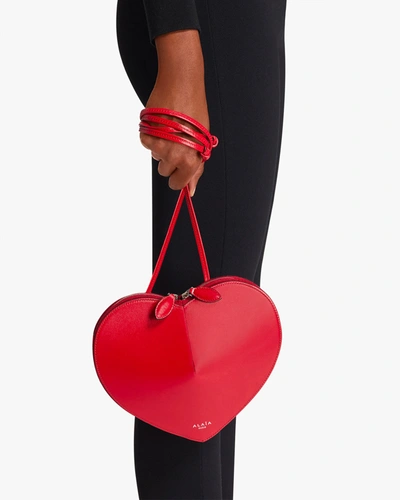 Shop Alaïa Le Coeur Red Leather Crossbody Bag