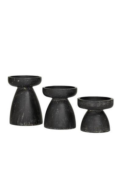 Sonoma Sage Home Black Wood Traditional Candle Holder In Black