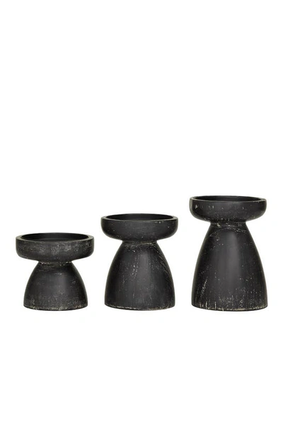 Sonoma Sage Home Black Wood Traditional Candle Holder In Black