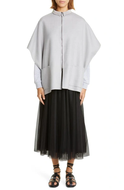 Shop Fabiana Filippi Pleated Tulle Midi Skirt In Nero