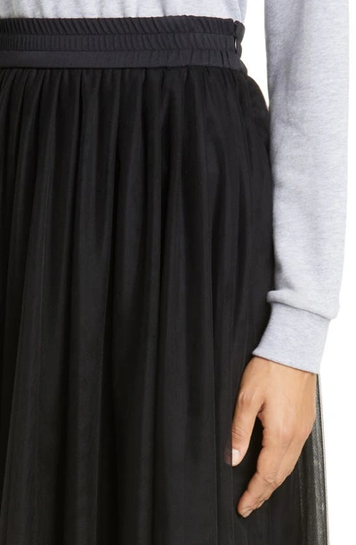 Shop Fabiana Filippi Pleated Tulle Midi Skirt In Nero