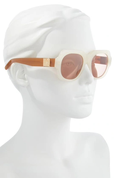 Shop Pared 51.5mm Square Sunglasses In Milk Solid Brown Lenses