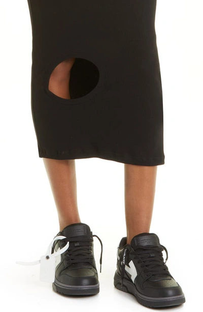 Shop Off-white Meteor Cutout Rib Stretch Organic Cotton Tank Dress In Black